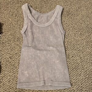 Gray Ribbed Tank Top